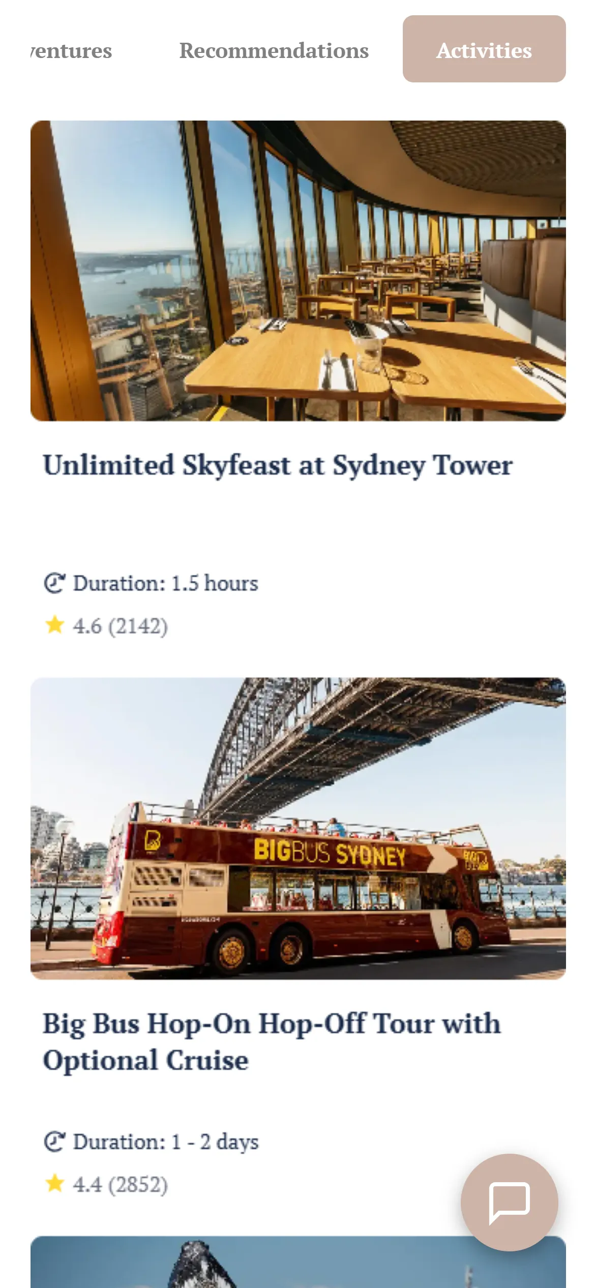 Hotel bookable activities